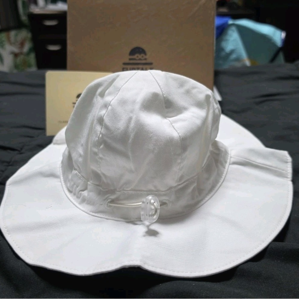 FURTALK Girls Sun Protection Hat White 100% Cotton Size 0-6 Months NEW